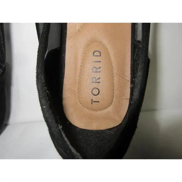 Torrid Women's Sz 9W Faux Black Suede/Mesh Almond Toe Ballet Flat - Picture 7 of 8